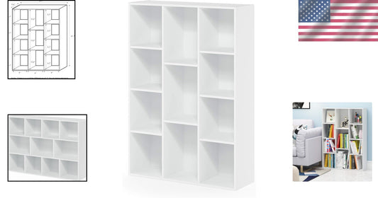 Easy Assembly 11-Cube White Bookcase - Durable Indoor Storage Solution