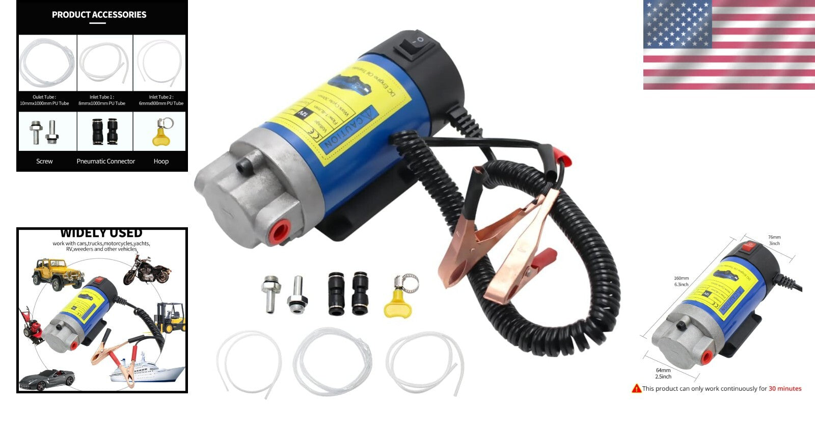 Portable Gear Pump - Electric Oil Extractor for Cars & Motorcycles, Lightweight