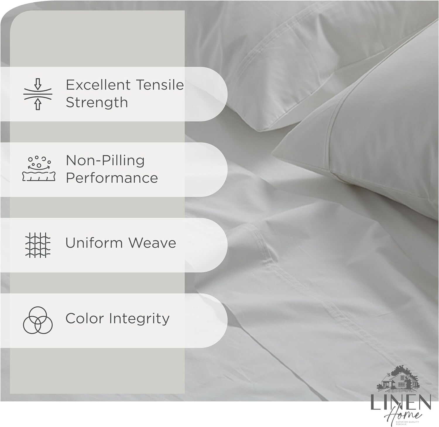 Crisp and Cool Full Size 100% Cotton Percale Sheets, Deep Pocket - 4 Piece Set