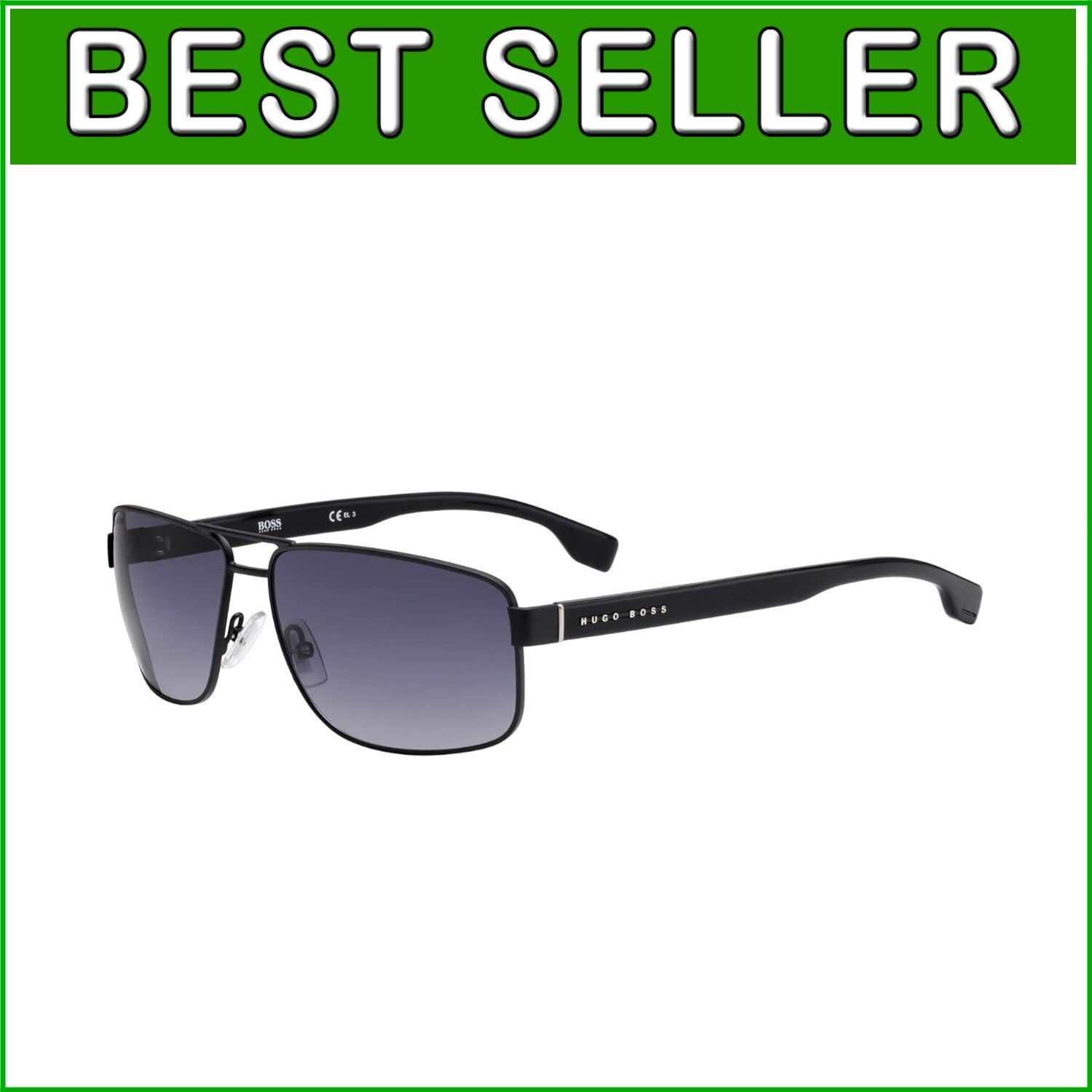 BOSS Men's Pilot Sunglasses with UV Protection - 64mm Matte Black Frame