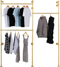 Load image into Gallery viewer, Industrial Style Wall-Mounted Clothes Rack - Gold Finish 330.7 lb Capacity