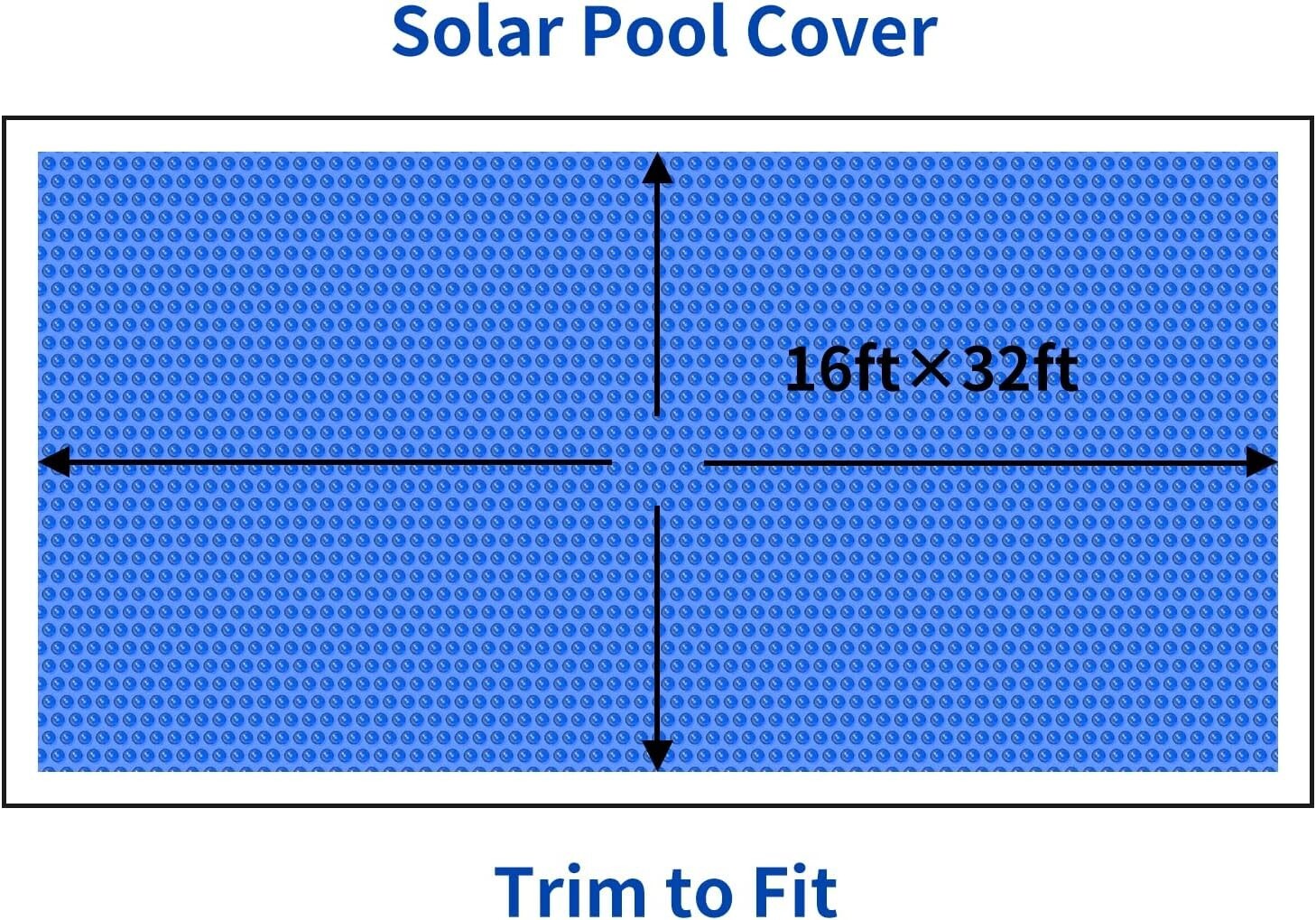 16x32ft Insulating Solar Cover for In-Ground Pools - Blue, Minimize Evaporation