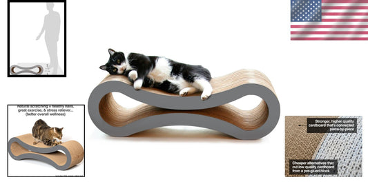 Large Indoor Cat Lounge and Scratcher with Catnip - Sustainable Cardboard Design