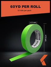 Load image into Gallery viewer, Precision Green Painters Tape for Automotive Paint - 12 Rolls, 0.7in x 60yd