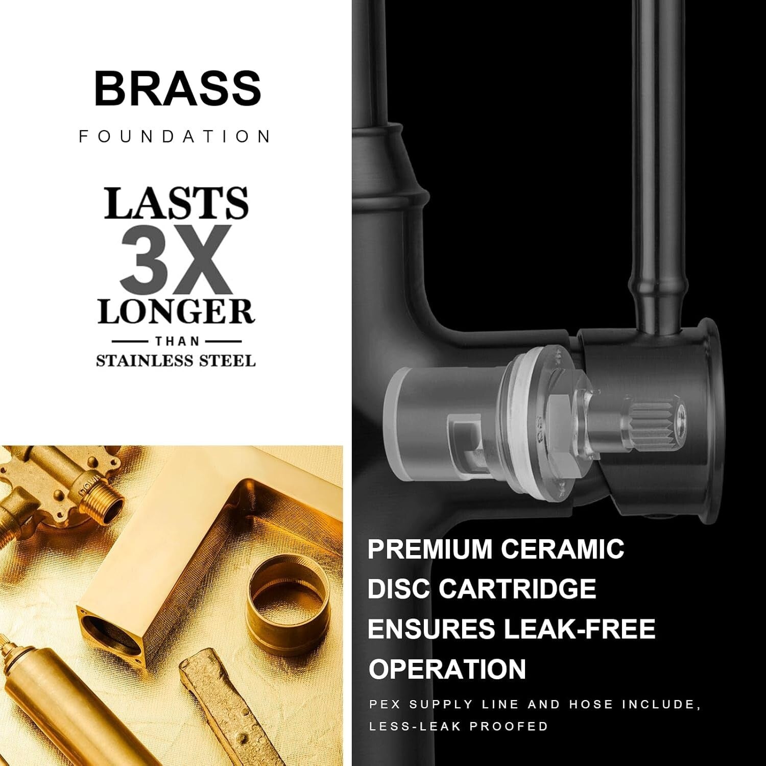 High Arc Brushed Bronze Kitchen Faucet with Dual Function Sprayer and Deck Plate