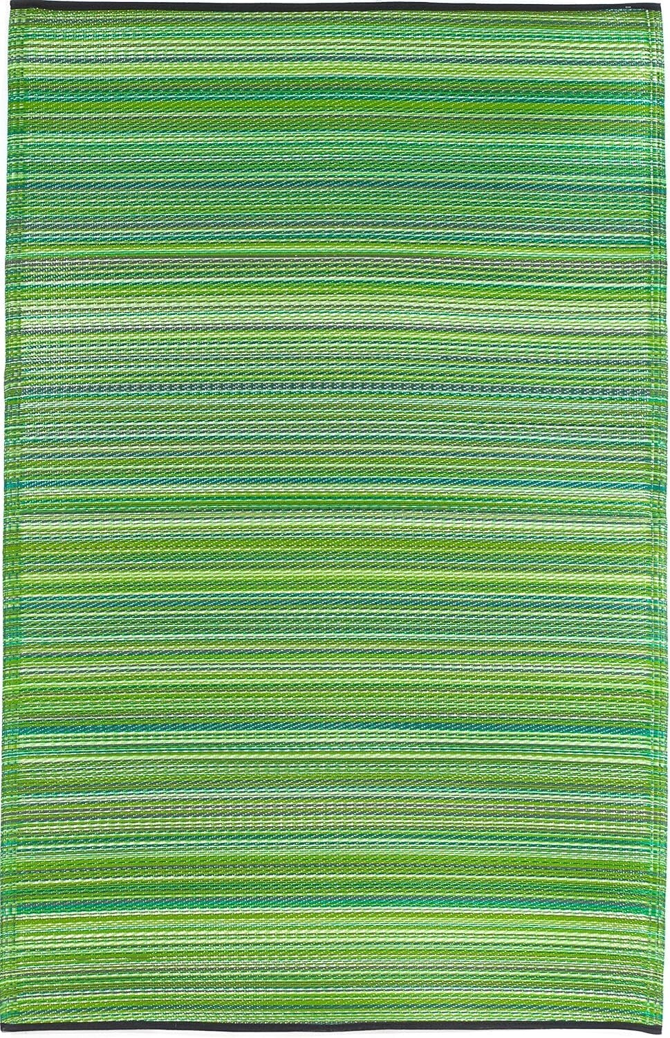 Eco-Friendly Cancun Green Outdoor Rug - Striped & Stain Resistant - 4x6 ft