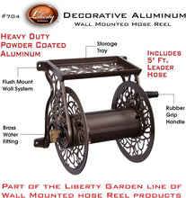 Load image into Gallery viewer, Premium Wall-Mounted Hose Reel Made of Durable Cast Aluminum - Bronze Finish