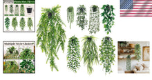 Load image into Gallery viewer, 8-Pack Artificial Hanging Plants in Elegant Black Pots - Indoor Greenery Decor