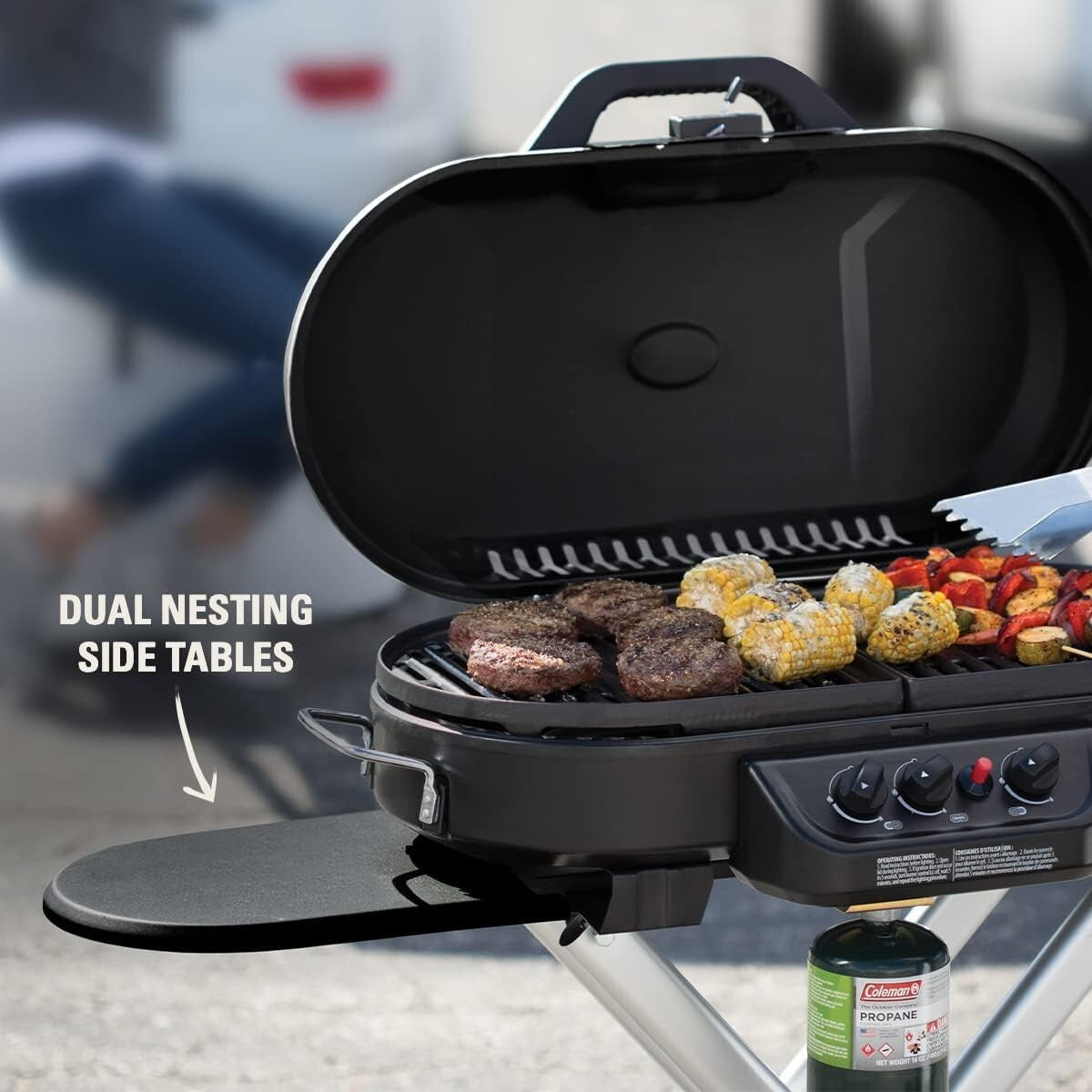 High-Power RoadTrip 285 Grill - Ideal for Camping with Side Tables & Thermometer