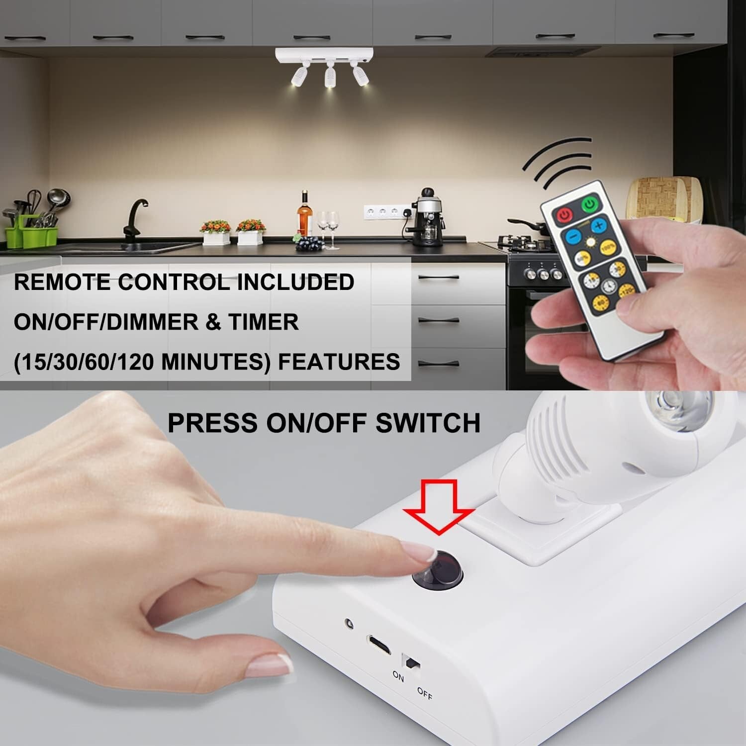 Adjustable Wireless LED Spotlights for Art Displays - Easy Mount Rechargeable