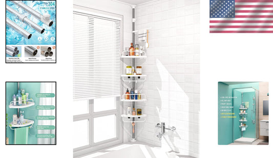 Effortless Organization with Adjustable 4-Layer Shower Caddy - Rustproof Finish