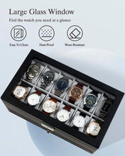 Load image into Gallery viewer, Premium 12-Slot Watch &amp; Jewelry Organizer with Soft Interior &amp; Tabletop Design