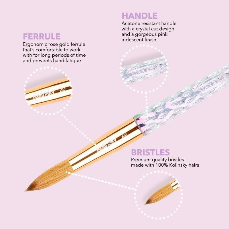Durable Acrylic Brush with Kolinsky Hair - Acetone Resistant & Precise Control