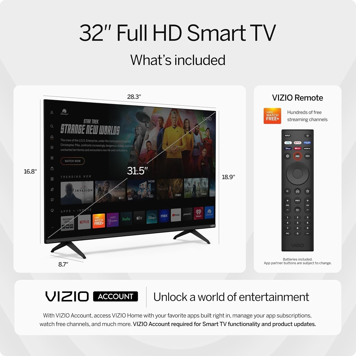 32-Inch Full HD Smart TV with Alexa & Bluetooth - Elegant Home Entertainment