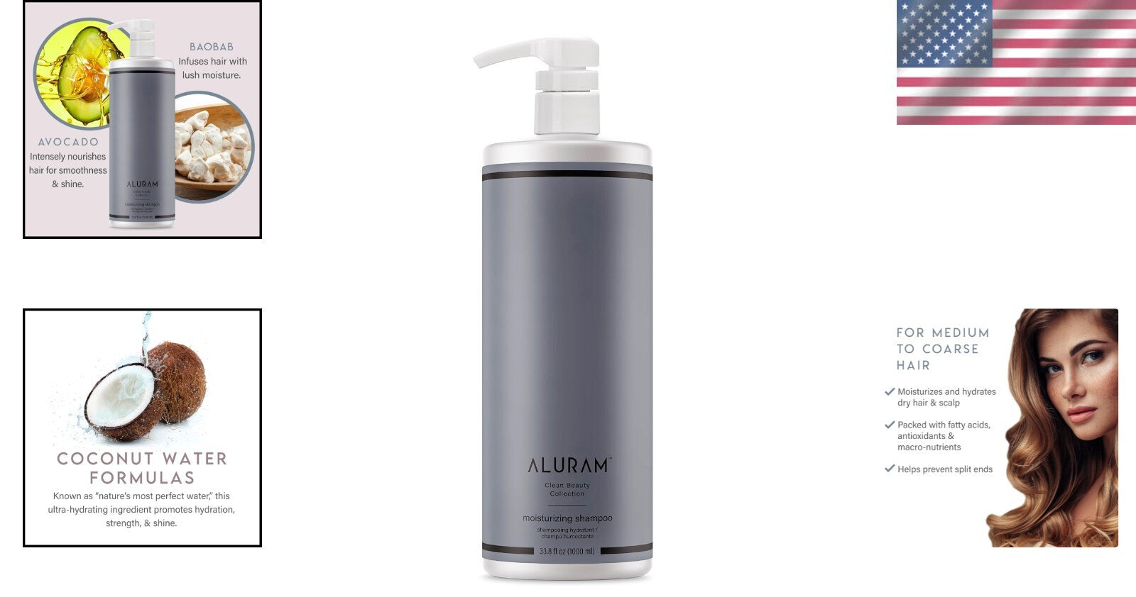 Hydrating Shampoo with Coconut Water - For Healthy & Shiny Hair - 33.8 Fl Oz