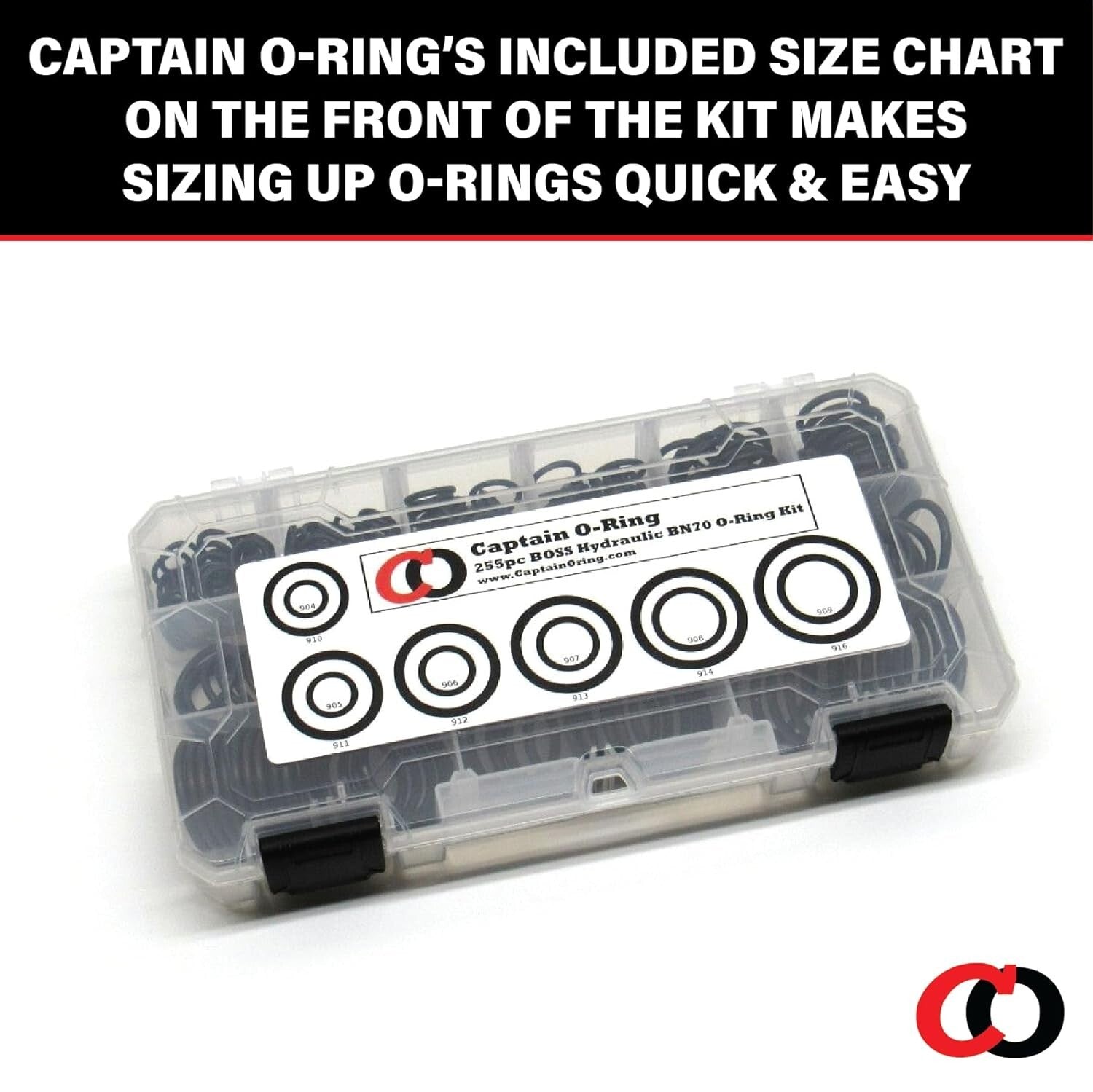 Essential Hydraulic O-Ring Seal Kit - 255 Buna-N Seals, 12 Sizes Available