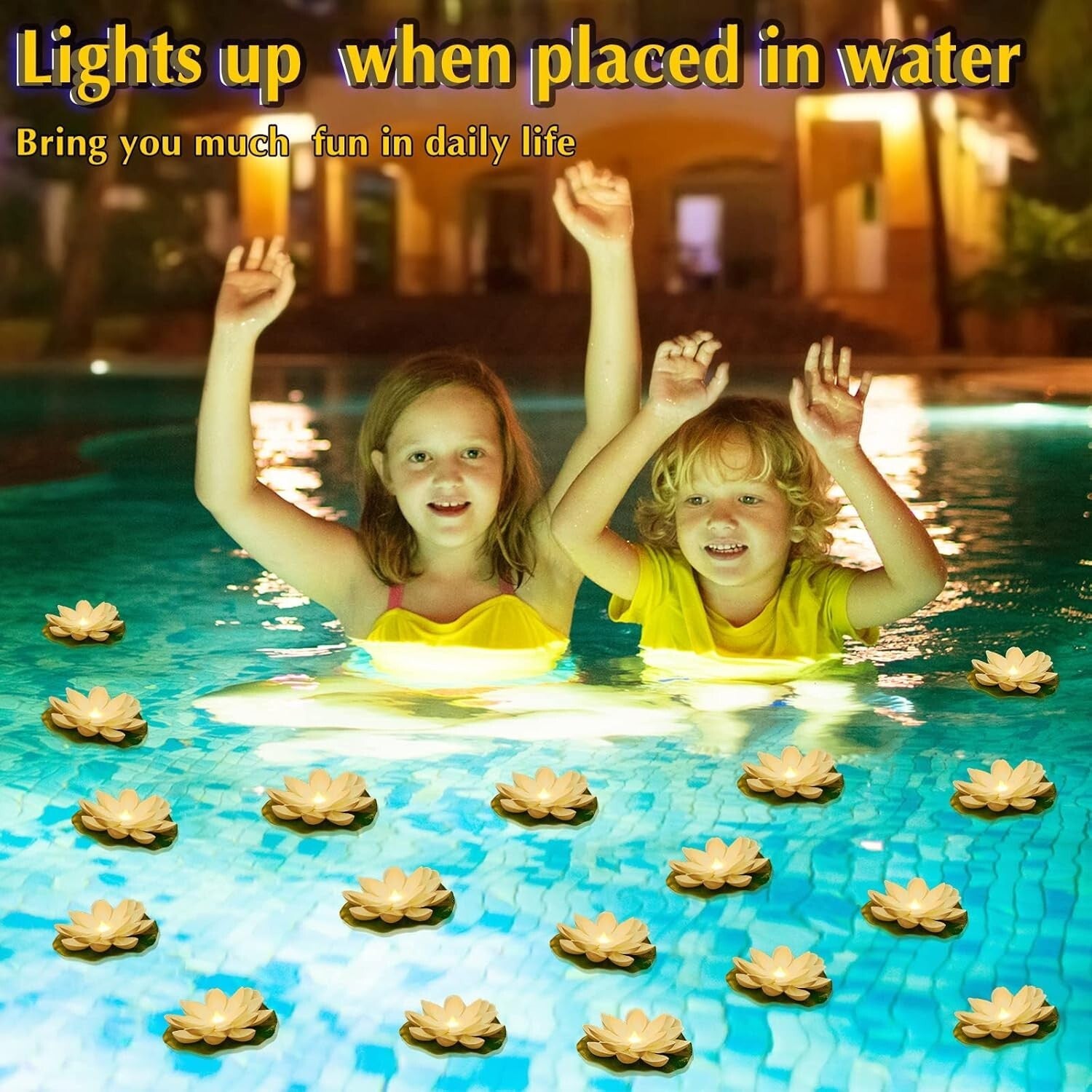 Elegant 24 Pcs Floating Lotus Lights with Remote Control for Garden Parties