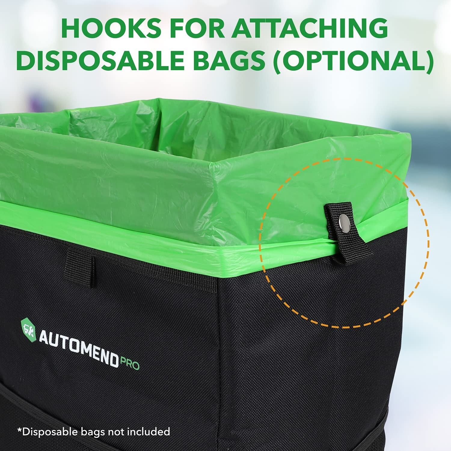 Innovative Hanging Car Trash Can - 6.6 Gallon with Pockets for Travel Essentials