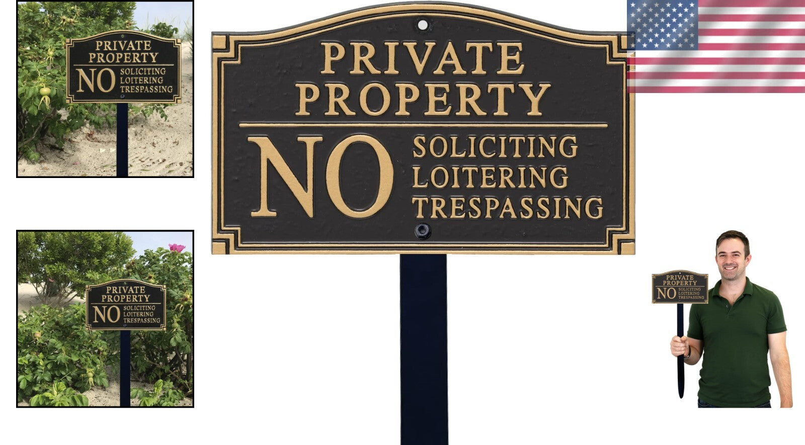 Weather-Resistant No Trespassing Sign - Decorative Private Property Yard Plaque