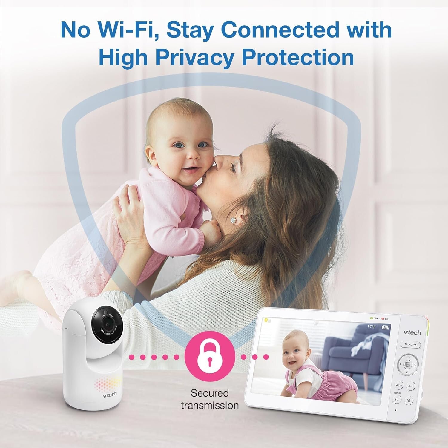 7" Digital Video Baby Monitor with Two Cameras & Pan Tilt Zoom - HQ Quality