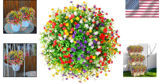48 Bundles UV Resistant Artificial Flowers for Vibrant Indoor/Outdoor Decor