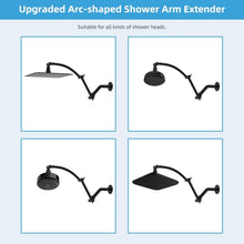 Load image into Gallery viewer, Durable Matte Black 16'' Shower Head Arm - Height Adjustable Brass &amp; Steel Combo