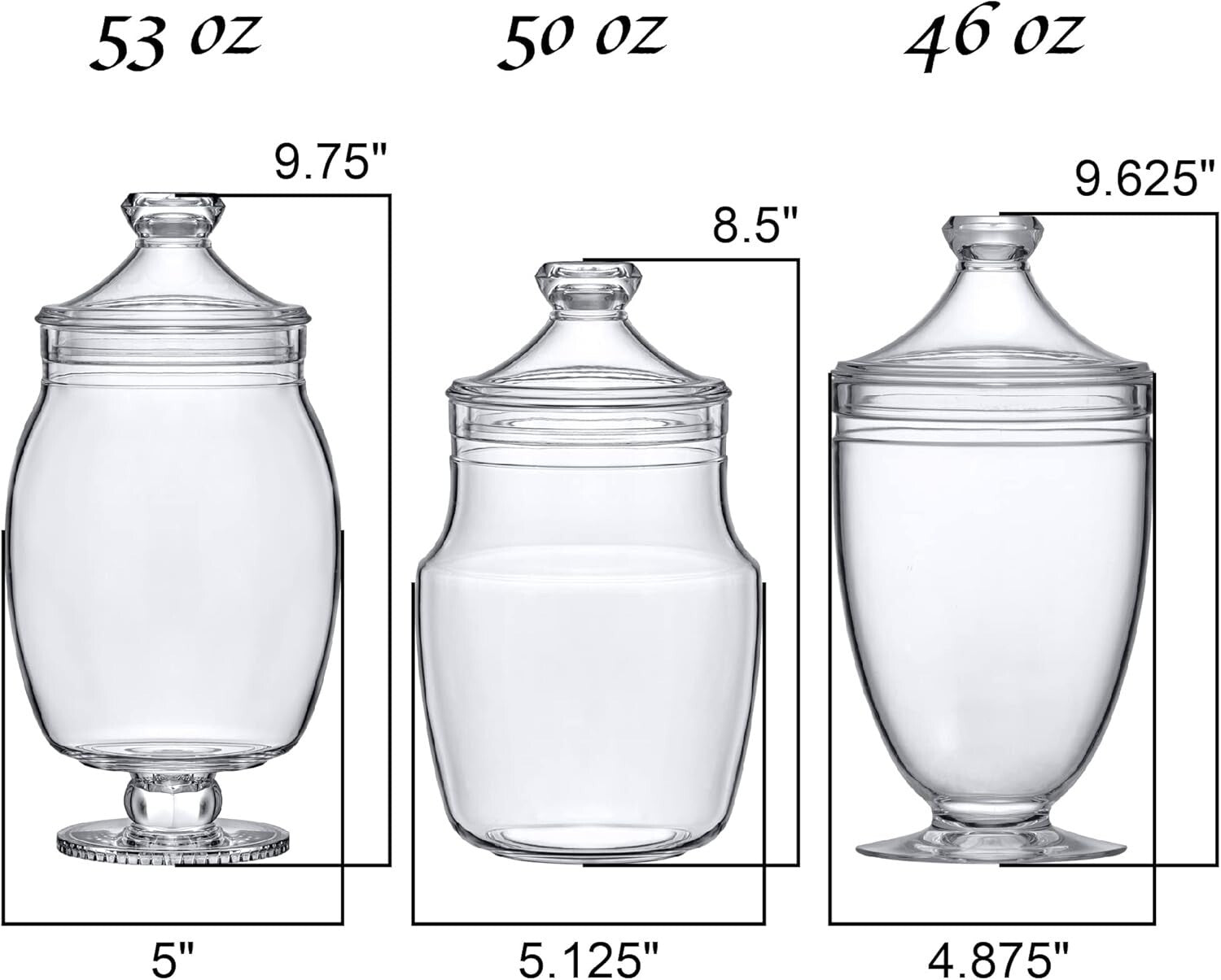 Modern 3-Piece Plastic Apothecary Jars - Durable Snap-Lid Storage Containers