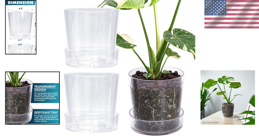 Durable Acrylic Orchid Pots with Drainage Holes - Clear 6.5 Inch Planter Set
