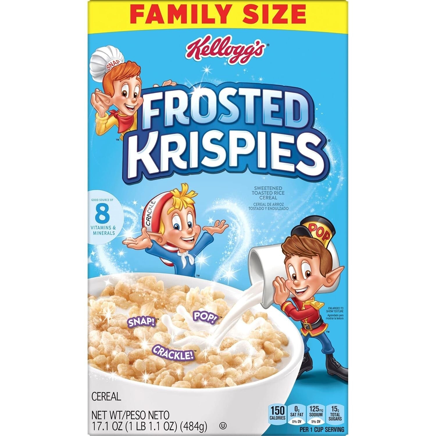8-Pack Frosted Krispies Cereal - Versatile & Crunchy Breakfast & Snack Option