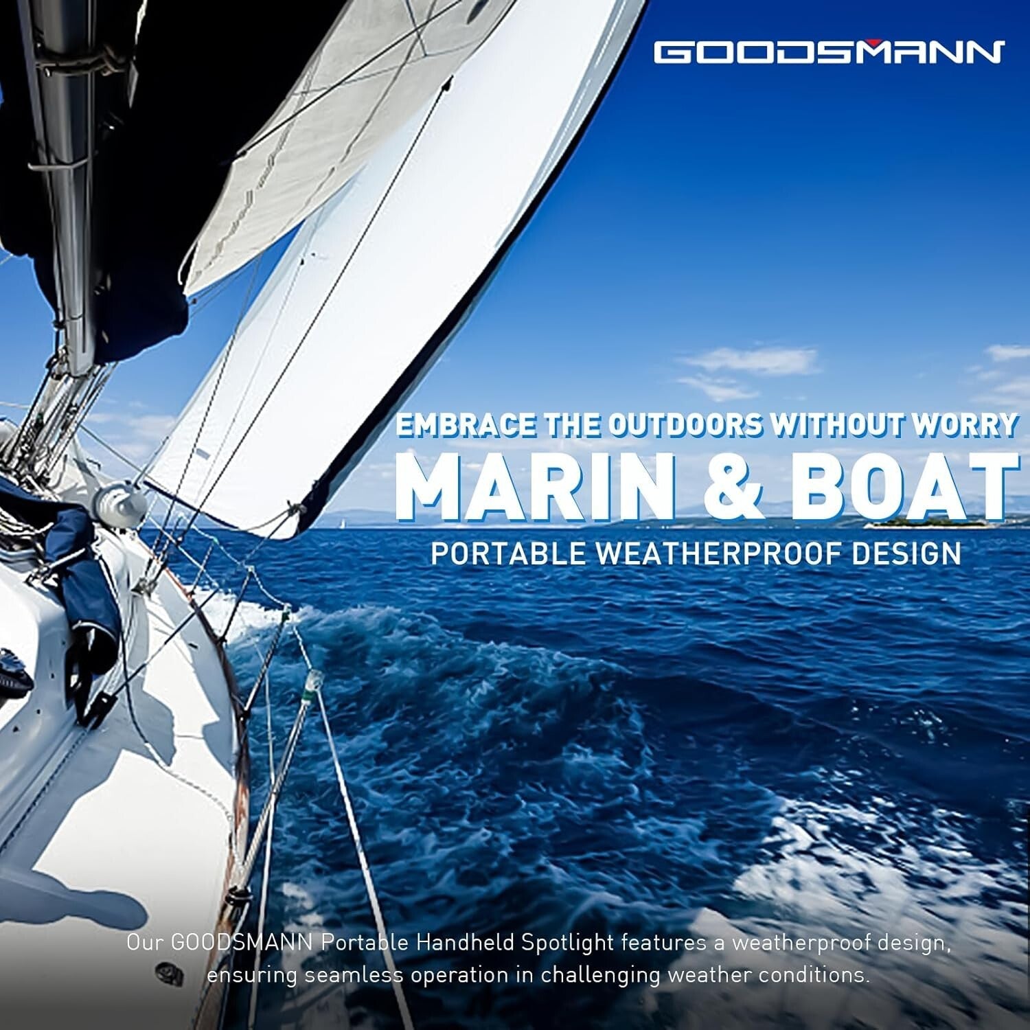 Portable 1200 Lumen Waterproof Handheld Spotlight with 12V Car Charger