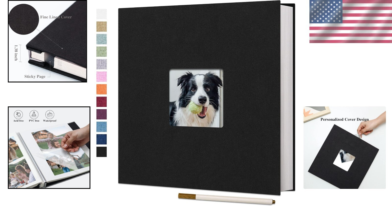 Durable Self-Adhesive Linen Photo Album - 60 Pages for Photographs and Keepsakes