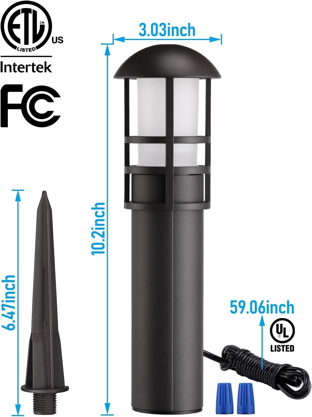 Warm White 3000K LED Bollard Lights - Waterproof Landscape Lighting 12-Count