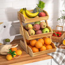 Load image into Gallery viewer, Ample Space 3 Tier Kitchen Fruit and Vegetable Storage Basket in Rustic Brown
