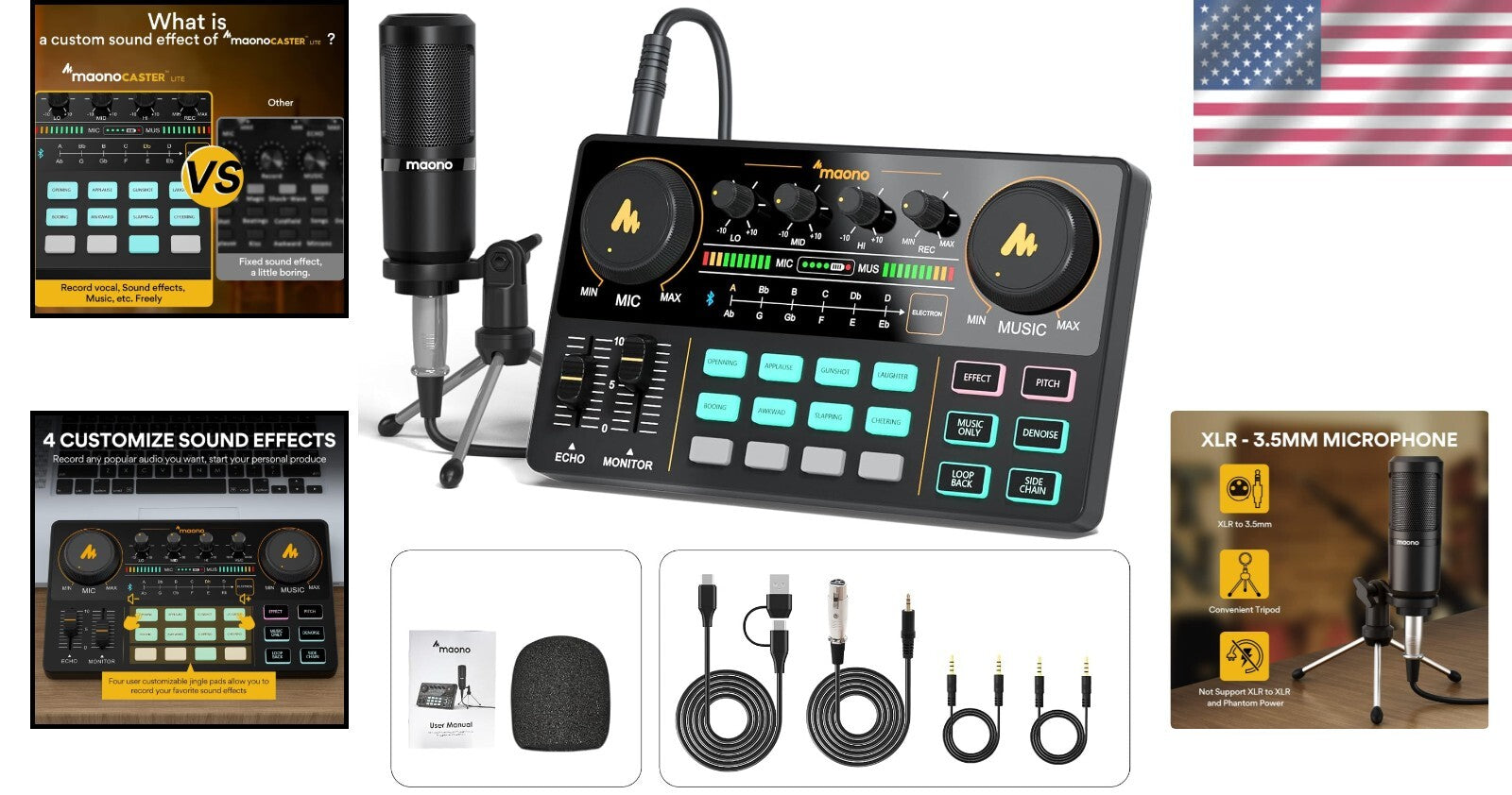 Multifunctional Podcast Equipment Bundle: Mixer, Mic, Effects & Live Streaming