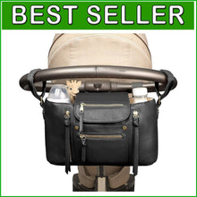 Load image into Gallery viewer, Practical Black Stroller Organizer with Adjustable Strap &amp; Insulated Pockets