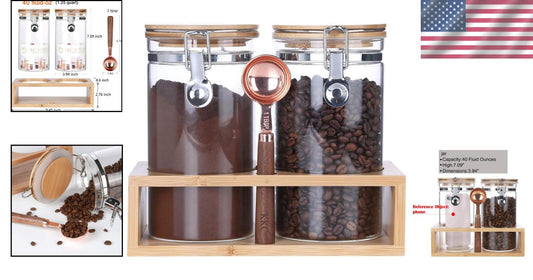 Bamboo Lidded Glass Canisters - Keep Coffee Beans Fresh & Stylishly Organized