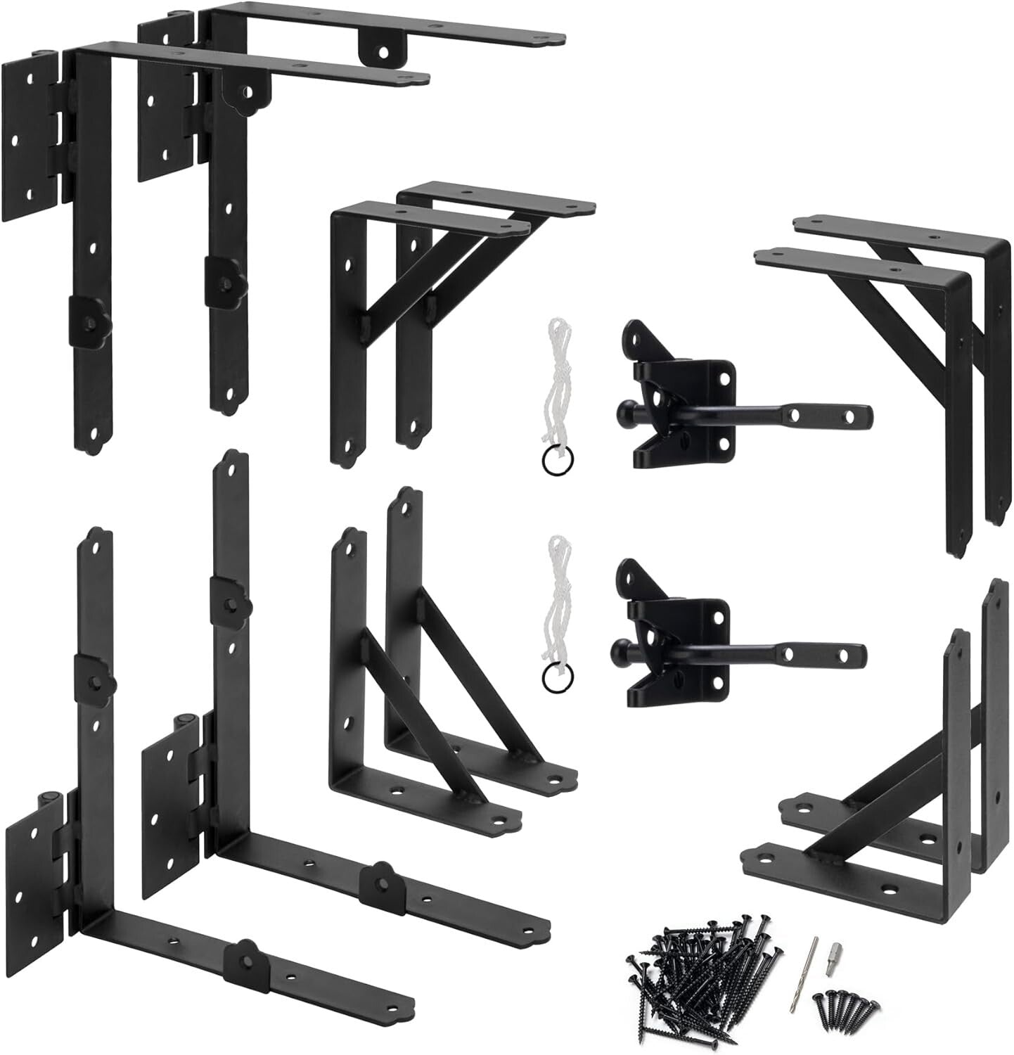 2 Set Corrosion-Resistant Adjustable Gate Kit with Heavy-Duty Brackets and Latch