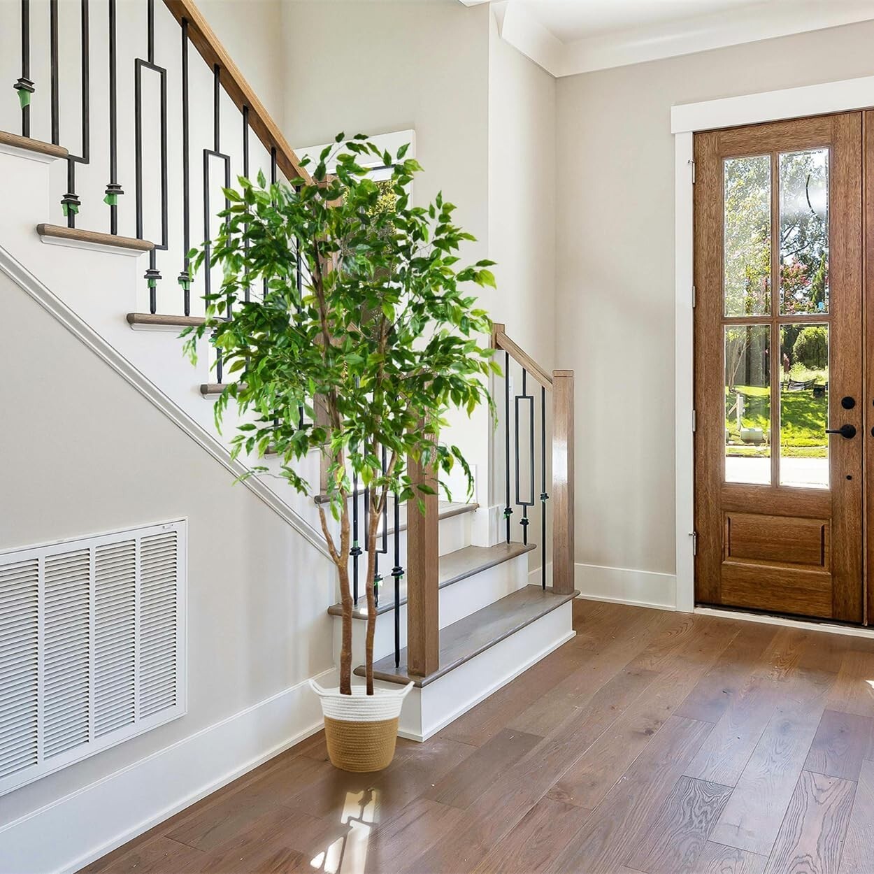 Faux Ficus Tree with Basket: 6ft Indoor & Outdoor Plant for All Seasons