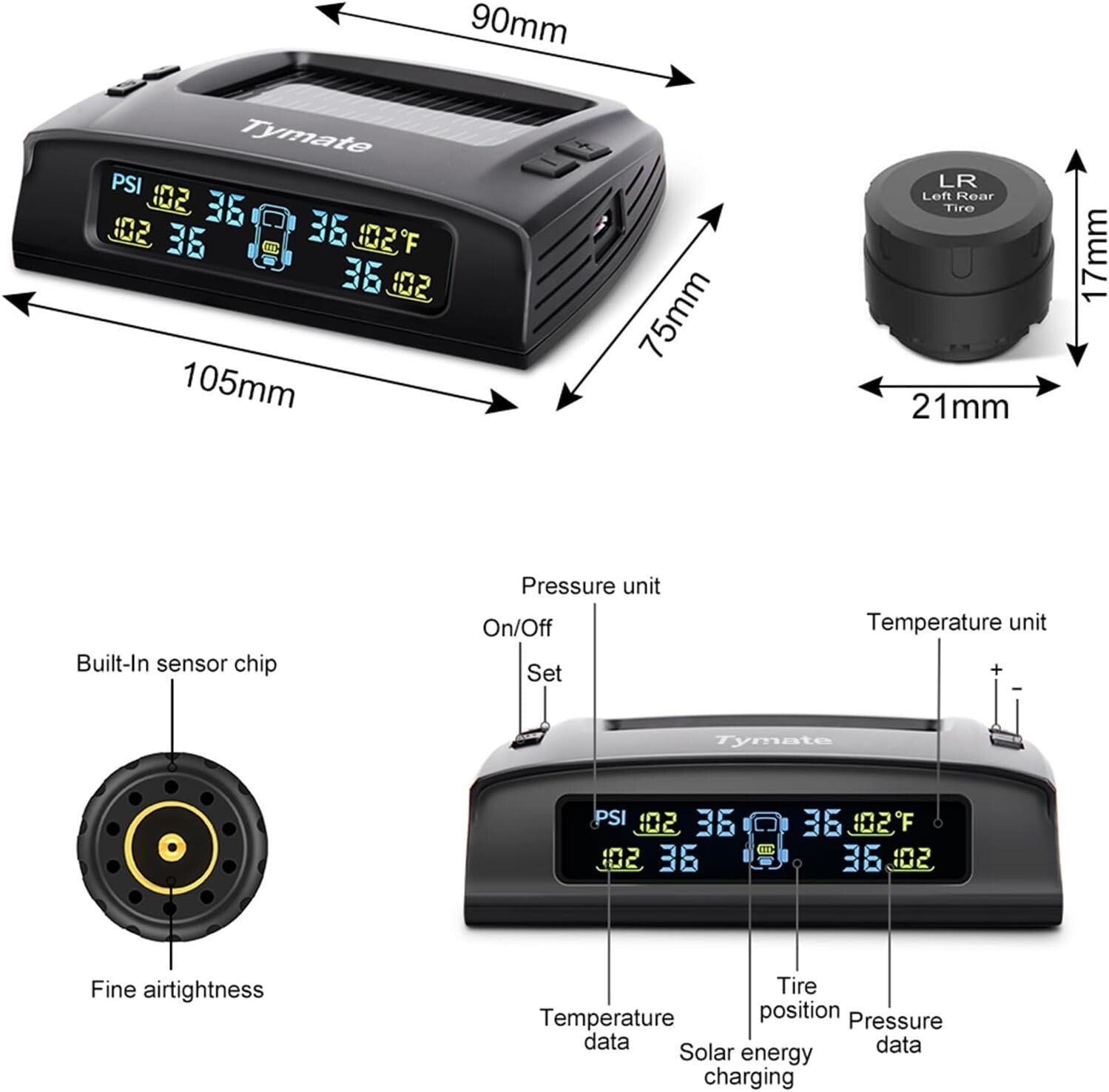 Advanced Solar TPMS for RV Trailers - 6 Sensors, 50ft Range, Energy Efficient