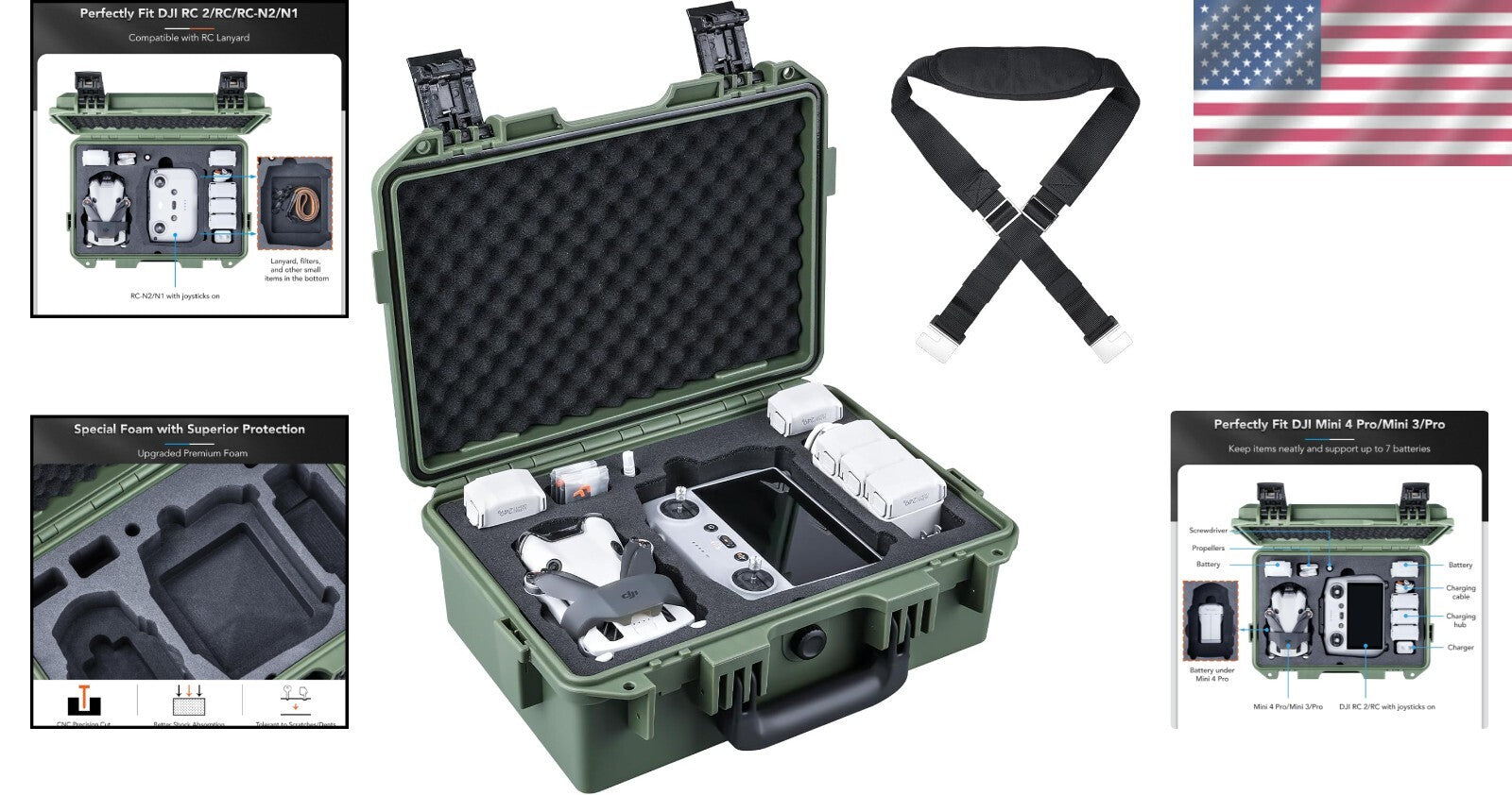 All-in-One Waterproof Case for DJI Mini 4 Pro with Shoulder Strap & Organizers