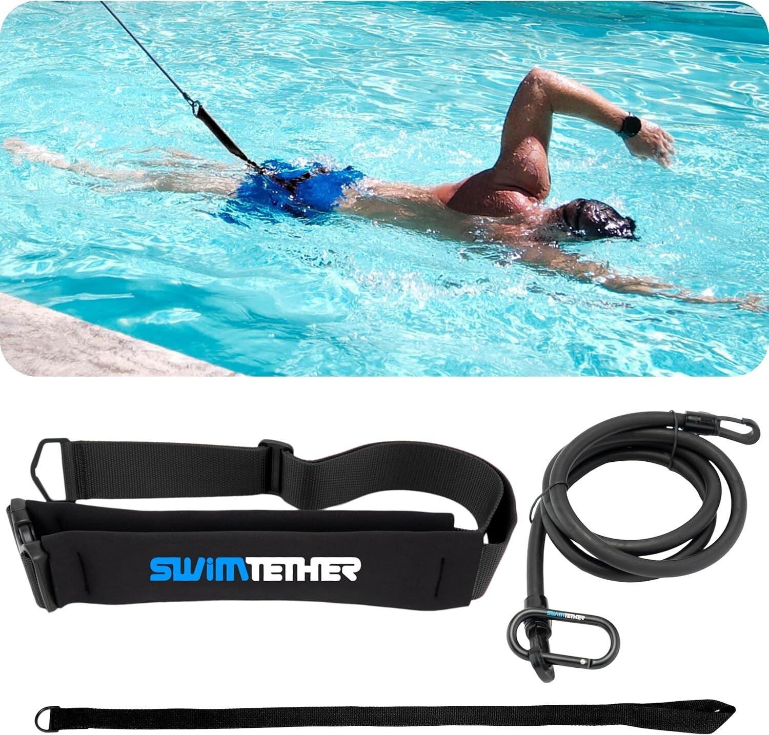 Adjustable Swimming Resistance Belt Pack for Lap Training - Durable & Portable