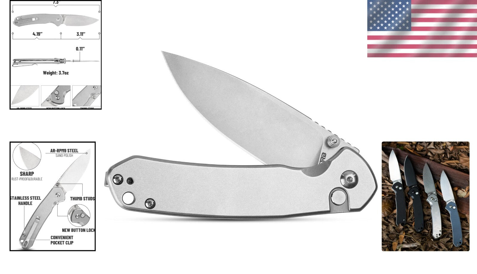 CJRB Pyrite J1925 Folding Knife - Ambidextrous Design for Comfort & Safety