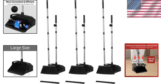 51'' Industrial Brooms with Self-Cleaning Dustpan - Perfect for Home & Office