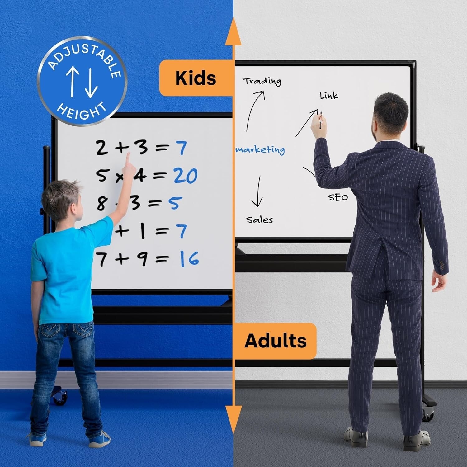 Versatile 70x36 Double-Sided Whiteboard on Wheels - Perfect for Home & Office