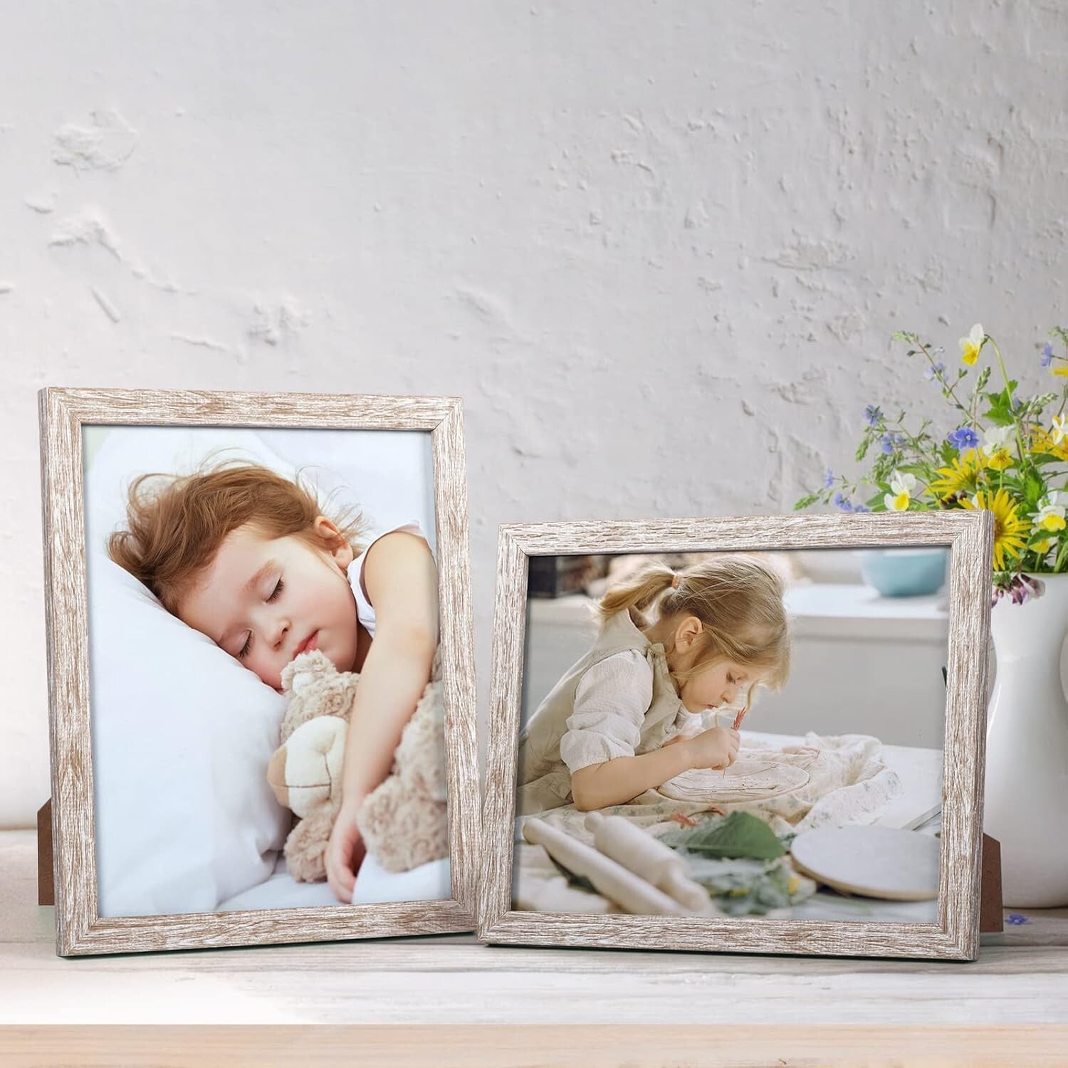 Set of 12 Rustic 8x10 Picture Frames in Distressed Beige for Stylish Displays