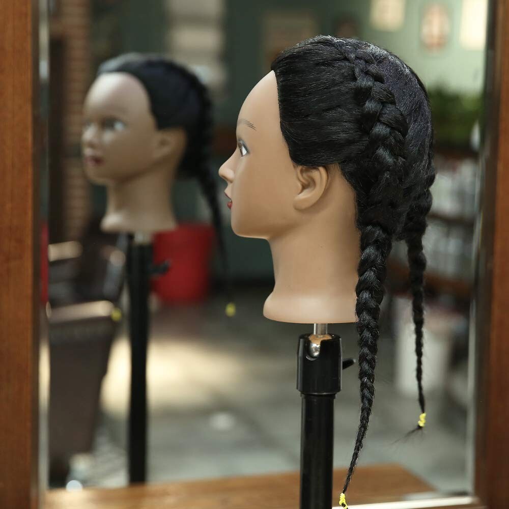 100% Human Hair 18 Inch Mannequin Head with Free Clamp and Hair Styling Tools