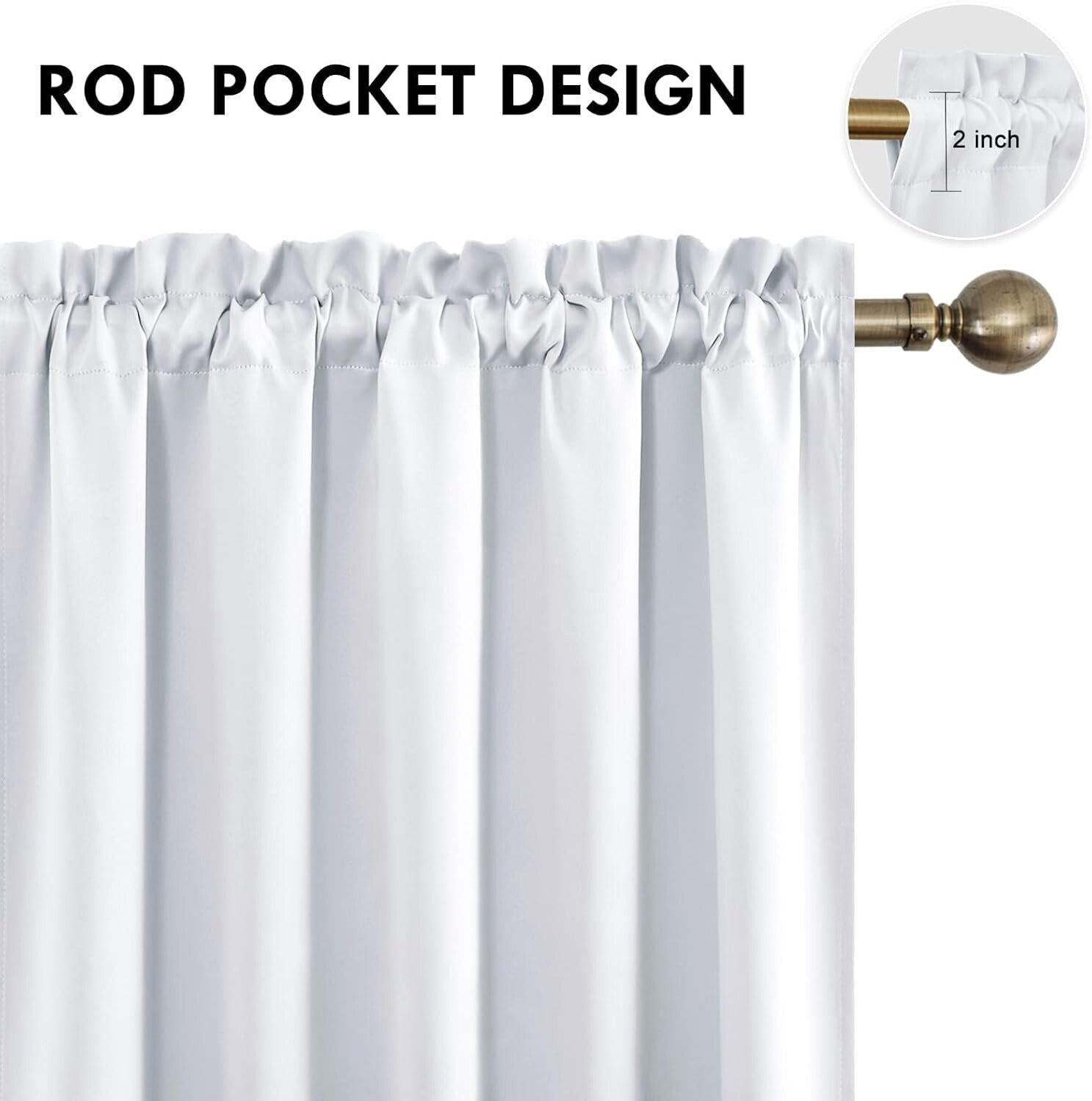 Modern White Curtains for Living Room - Thermal Insulated & Noise Reducing