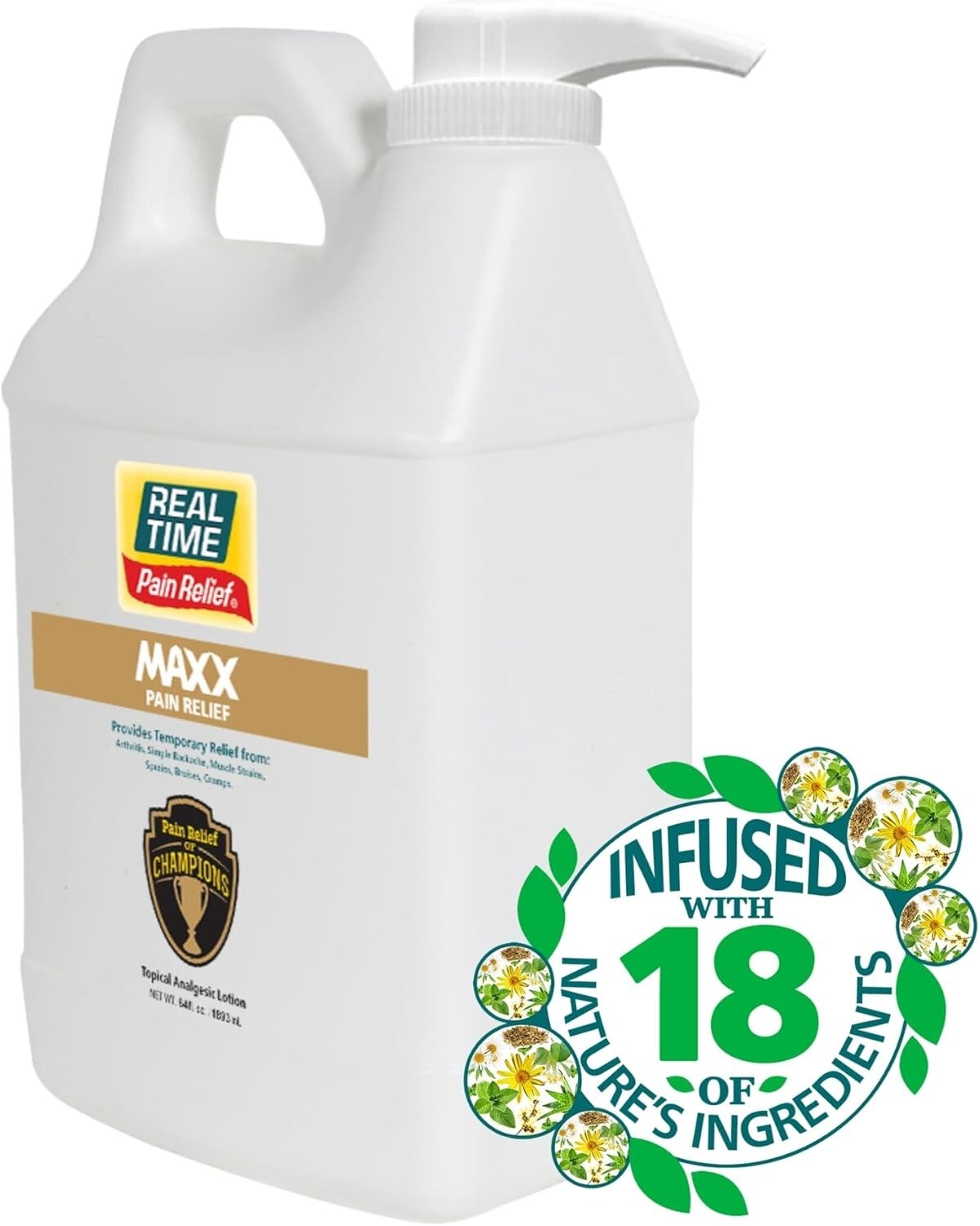 Professional Size MAXX Pain Relief - 64oz Formula for Arthritis and Muscle Pain