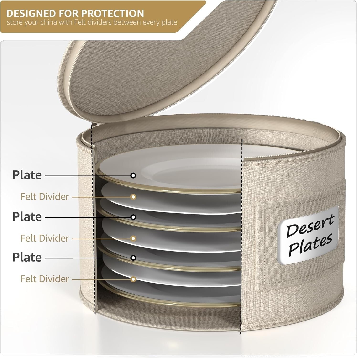 Quilted China Storage Bags - 5 Stackable Cases with Zipper for Safe Protection