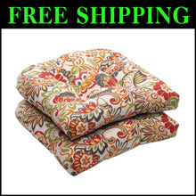 Load image into Gallery viewer, Bright Floral Tufted Seat Cushions, 19"x19", Weather &amp; Fade Resistant - Set of 2